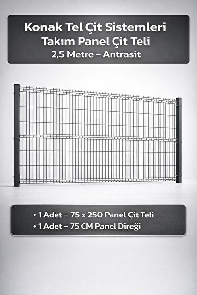 Konak Tel Çit Aksaray 1 Adet Takım Panel Tel Bahçe Çim Çiti 75x250 cm 55X150 ...
