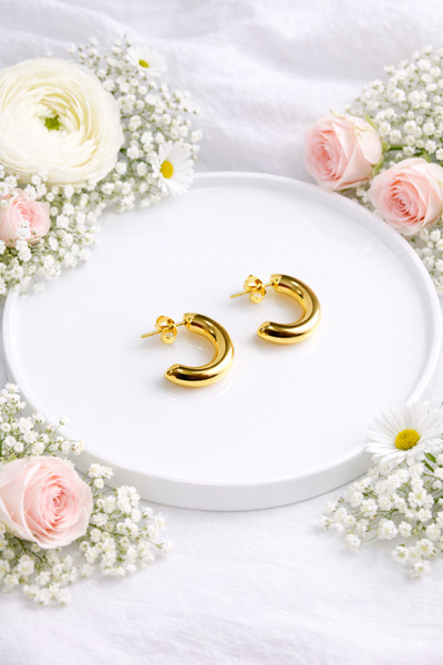 Yush aksesuar PINTEREST BOMBELİ ÇELİK KÜPE