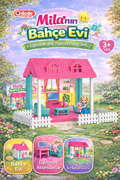 DEDE Mila’nın Bahçe Evi – Oyuncak Bahçe Evi Seti, 3+ Yaş