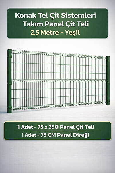 Konak Tel Çit Aksaray 1 Adet Takım Panel Tel Çim Çiti 75x250 cm 55X150 mm 4.0...