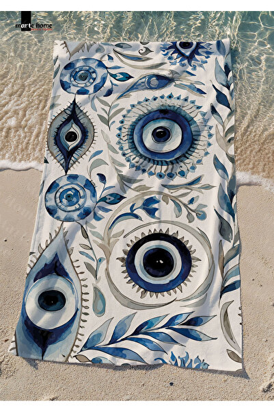 Marte Home عيون الشر - منشفة الشاطئ الملونة المطبوعة بخرز العين الشريرة
