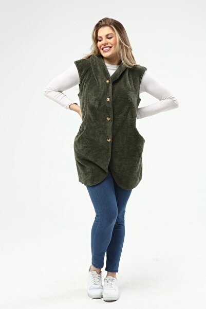 SENTEX Welsoft Женска жилетка с копчета и джобове в зелено