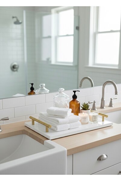 BZT Home El Yapımı Modern Seramik Şık Kahve&Sunum Tepsisi 30x20x1.2cm