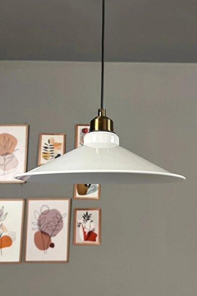 Bamyum Benjamin Beyaz Metal Avize Yarım Lale Başlık Rustik Cafe Mutfak Modern...