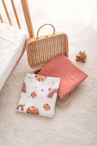 Bedeca Set of 2 100% Organic Cotton Muslin Baby Blanket - Sun Printed 90x100c...
