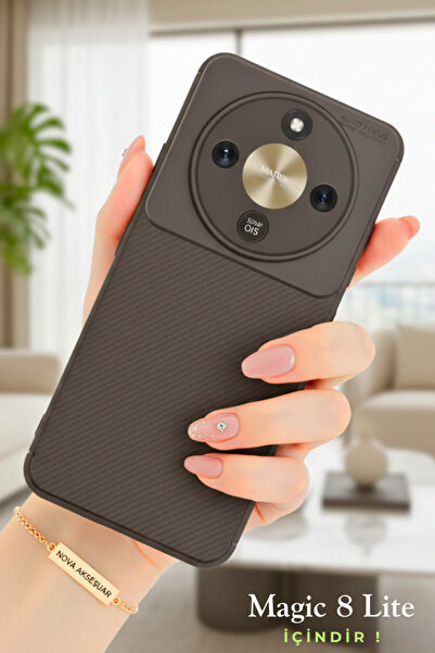 cepmoda حافظة هاتف HONOR “MAGİC 8 LİTE” CARBONFOCUS - تصميم كربوني، غطاء سيلي...