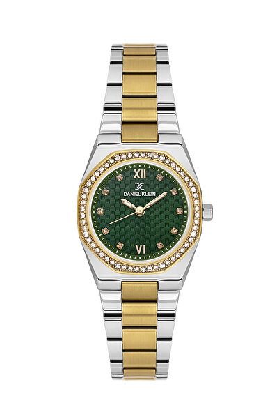 Daniel Klein ساعة نسائية فاخرة من الفولاذ المقاوم للصدأ باللونين الفضي والذهب...
