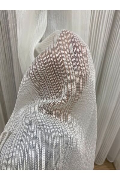 İNCİLİFE Hatem Ağır Gramajlı Ekru Renkli Parıltılı Tül Perde 1/2,5 Orta Pileli