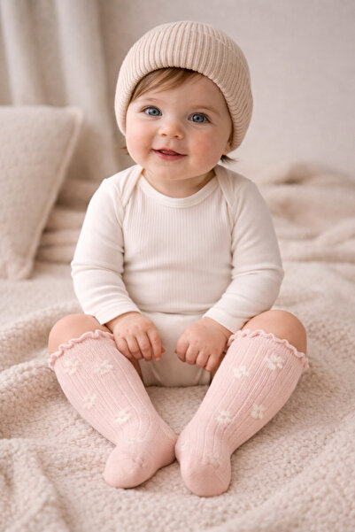 Katia&Bony Bebek Çiçek Desenli Soket Çorap Gülkurusu