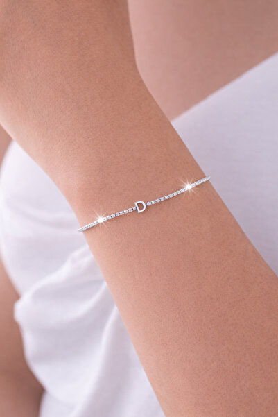 Yush aksesuar D HARFLİ SU YOLU ÇELİK BİLEKLİK