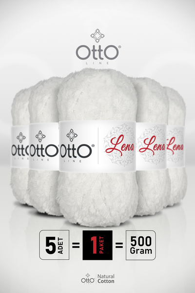 Otto لينا - أبيض - عبوة من 5 قطع - 100 جرام/75 متر - خيط فرو الثعلب