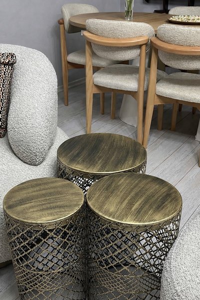 VENON Güven Avize Metal Modern Sehpa 3lü Takım Siyah Sarı Patine250x480)(300X480)(350X480)0053462