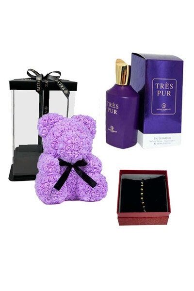 velve Set cadou fete, Ursulet floral din spuma,Parfum Grandeur Elite Tres Pur...
