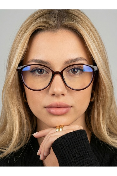 funeyes Victoria Brown Cat Eye Blue Light Protection Blue Block Glasses (Smal...