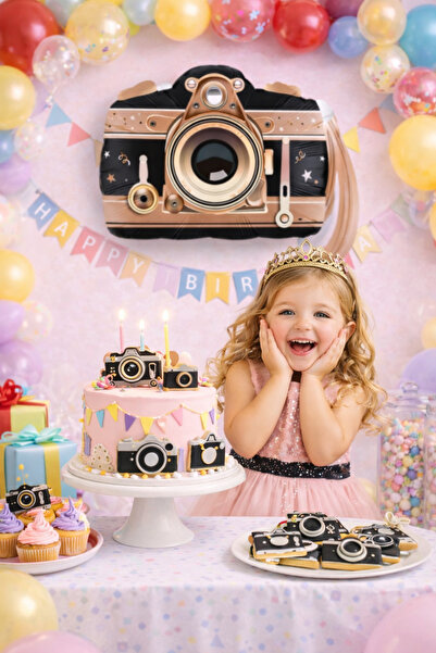 Partifabrik Fotoğraf Makinası Folyo balon 65 cm Siyah