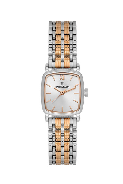 Daniel Klein ساعة نسائية فاخرة من الفولاذ المقاوم للصدأ باللونين الفضي والذهب...