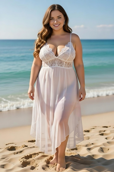 Nathalie Lingerie Γυναικείο νυχτικό άνοιγμα με δαντέλα με λεπτομέρειες από φα...