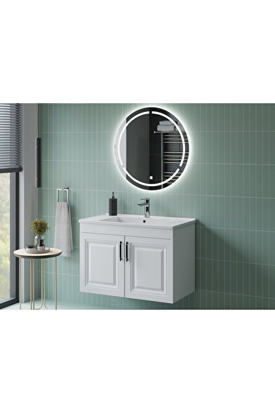 ROSEART BANYO ERCE BEYAZ 80CM BANYO DOLAP SET HALİNDE AYNA + ALT MODÜL + SERA...