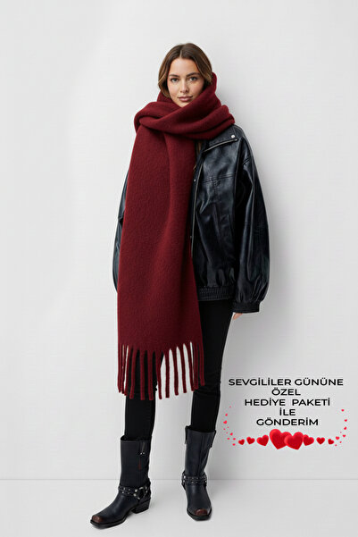 Bermody Puffy Burgundy Soft Textured Γυναικείο Φουλάρι Σάλι ώμου 50x190 cm Ημ...