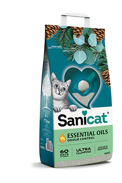 Sanicat Essential Oils Sedir Ağacı ve Okaliptus Kokulu Kedi Kumu 10kg