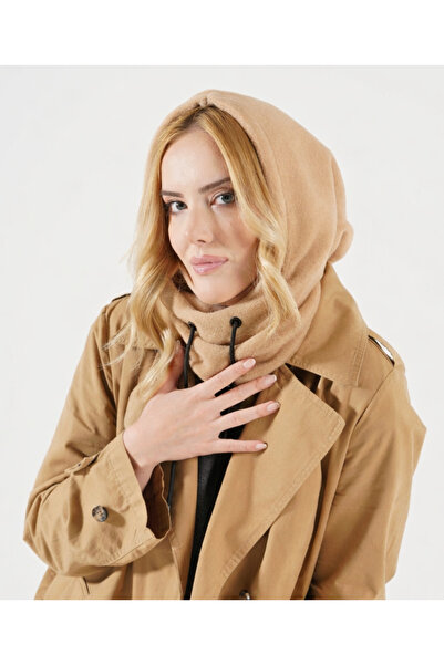 Cosy Club Shop Kadın Polar Bol Kesim Bej Kar Maskesi Balaklava Şapka Atkı Boy...