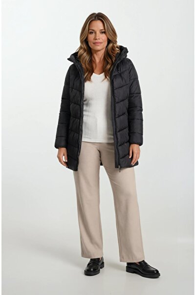 Spazio Primillo Nordic Uzun Kapüşonlu Şişme Mont SİYAH