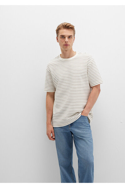 Mavi Brown Striped Ecru T-Shirt Loose Fit / Relaxed Fit 0612831-71816
