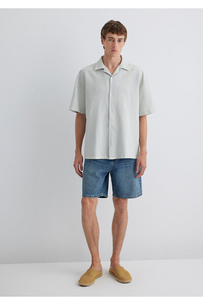 Mavi Linen Blend Green Shirt Oversized / Wide Cut 0210679-70148