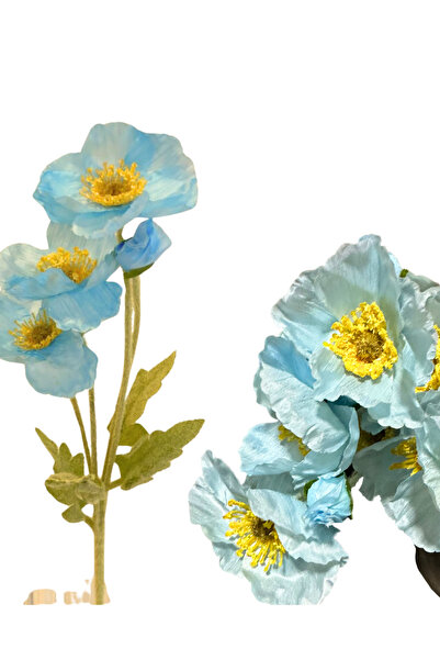 Home Yapay Açık Mavi Gelincik Çiçeği 12 Dallı (3 Adet ) 1. Kalite , Toplam 12...