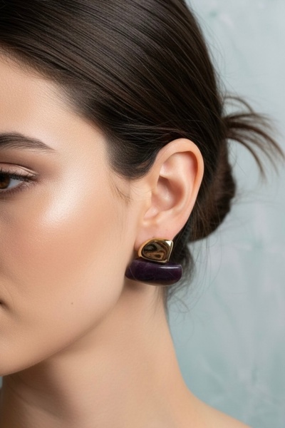 BULUT SEPETİ أقراط نسائية من الأكريليك غير النظامية موديل حجر غير قابل للتلطيخ