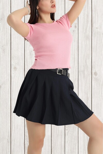 Aslında Look Crew Neck Short Sleeve Ribbed Lycra Bady Blouse T-Shirt - Aslınd...