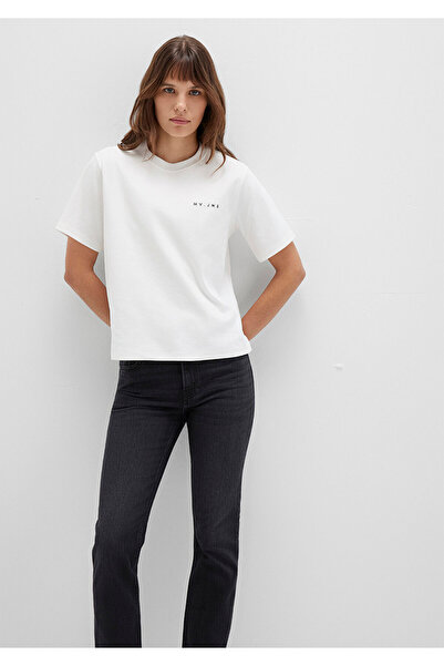 Mavi MV bedrucktes Interlock-T-Shirt in Ecru, reguläre Passform / normaler Sc...