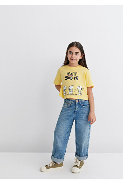 Mavi Peanuts Baskılı Sarı Tişört Loose Fit / Bol Rahat Kesim 7610294-71368