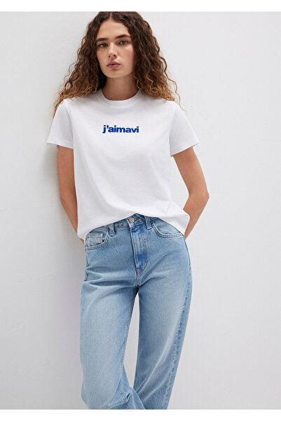 Mavi Bedrucktes weißes T-Shirt Normale Passform / Normale Passform1612242-620