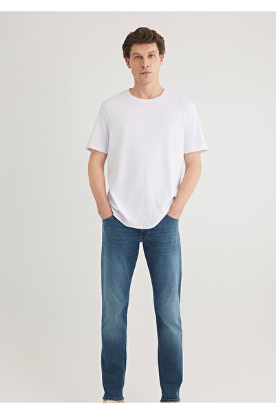 Mavi تي شيرت أبيض أساسي بقصة عادية / مقاس عادي0611108-620