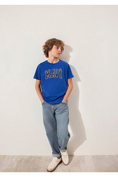 Mavi T-shirt z nadrukiem logo Regular Fit / Normalny krój 6610030-70896