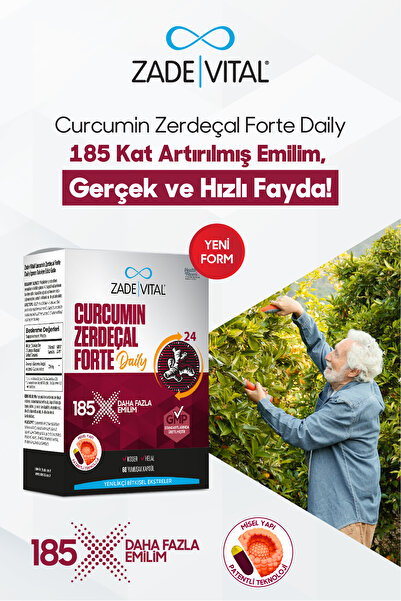 Zade Vital Curcumin Turmeric Forte Daily 185X Yüksek Emilimli Zerdeçal Ekstre...