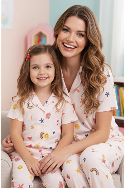 Siyah İnci Σετ Πυτζάμες με βαμβακερά σχέδια με κουμπιά