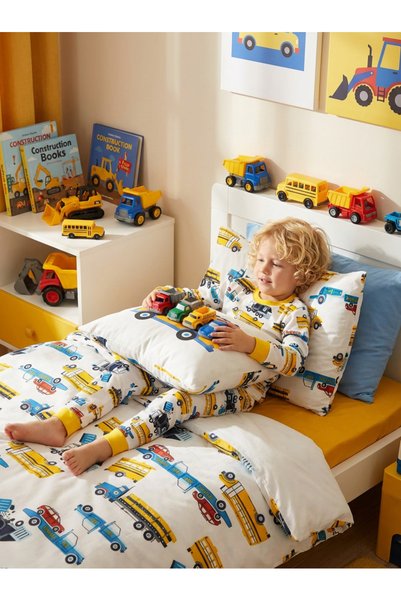 elmas kids Car Patterned 100% Cotton Boy's Pajama Set