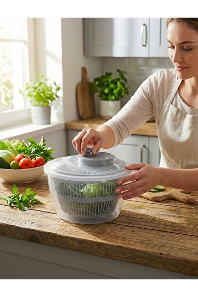 Citim Pratik Salata Kurutucu, Sebze Yeşillik Marul Yıkama Ve Kurutma Kabı Leğ...