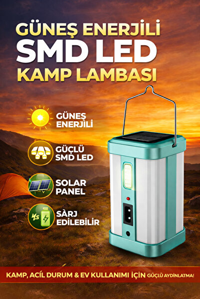 Ecuy Solar Şarjlı LED Acil Durum Lambası 32 SMD Led 1600 mAh Kamp Işığı Elekt...