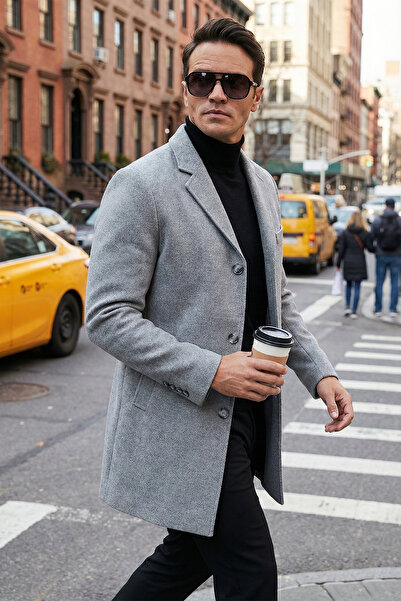 Buratti معطف رجالي ذو ياقة مونو بزر واحد من نورمال مولد، معطف رجالي 5840098