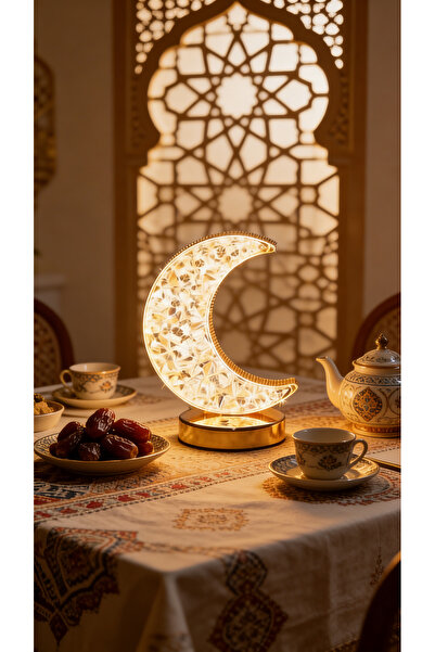 Yoawllty Ramadan Decor LED Crystal Moon Touch Night Lamp - Portable Light for...