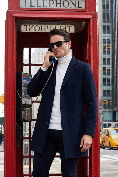 Buratti معطف رجالي ذو ياقة مونو بزر واحد من نورمال مولد، معطف رجالي 5840098