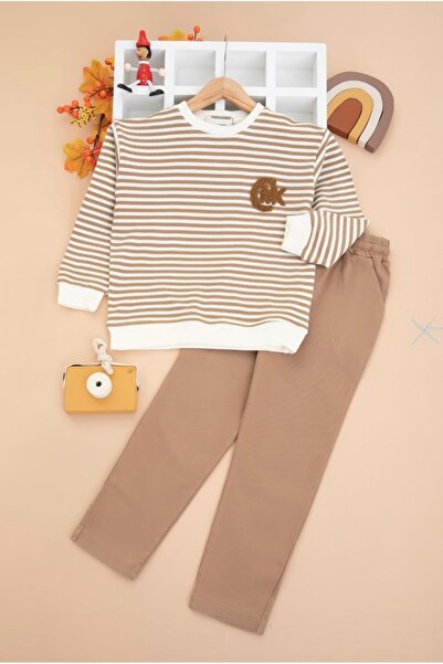 nazarbebe Σετ μακρυμάνικο μπλουζάκι και παντελόνι για αγόρια με λεπτομέρεια κ...