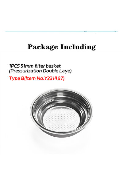 Choice Type B Pressurization Double Layer 51mm Coffee Filter Basket Espresso ...