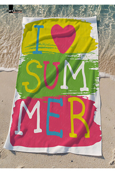 Marte Home أنا أحب منشفة الشاطئ الملونة المطبوعة الصيف