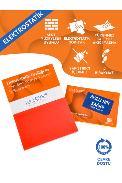 POLABOOK Akıllı Not Kağıdı - 7x10 cm 50 Sayfa - Kırmızı - Yapışkansız Post-it