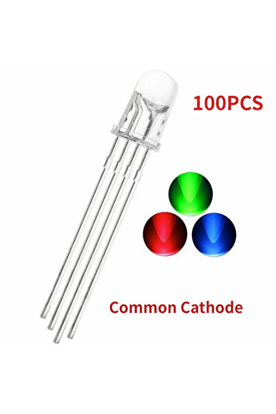 Choice 100 قطعة من ثنائيات LED ذات قطب كاثودي مشترك 5 مم، ألوان متعددة RGB (أ...