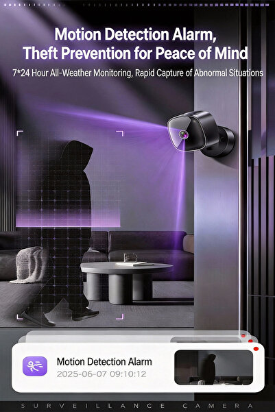 NO BRAND كاميرا مراقبة فيديو منزلية مغناطيسية تعمل بتقنية الواي فاي مع رؤية ل...